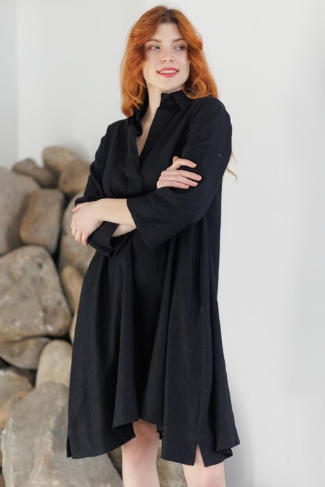 La-Rochelle linen dress black 42