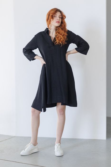 La-Rochelle linen dress black 42