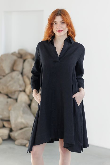 La-Rochelle linen dress black 42