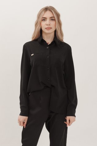 Evora satin shirt black 42