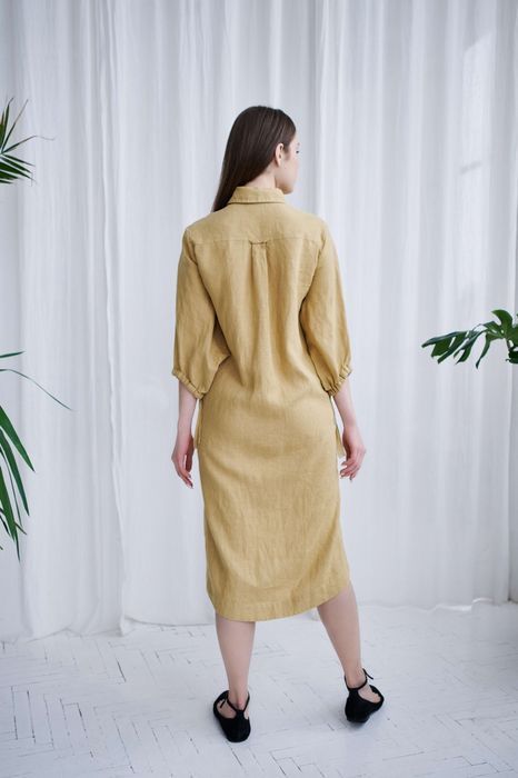 Trento linen dress mustard 44