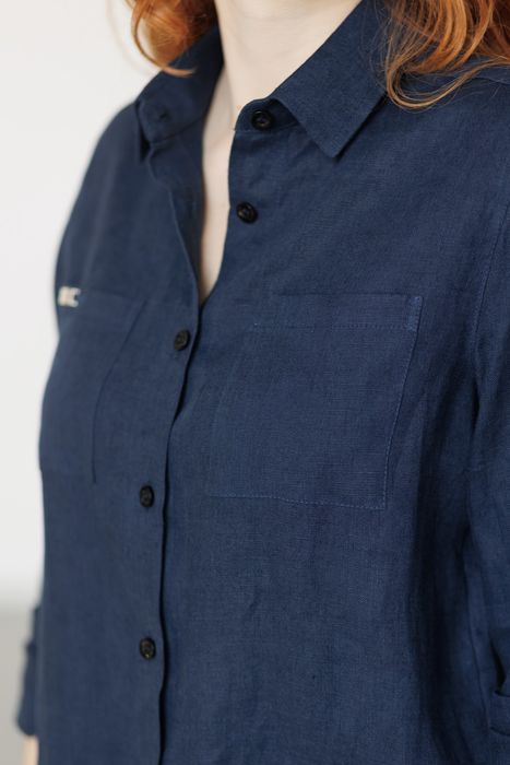 Evora linen shirt dark-blue 42