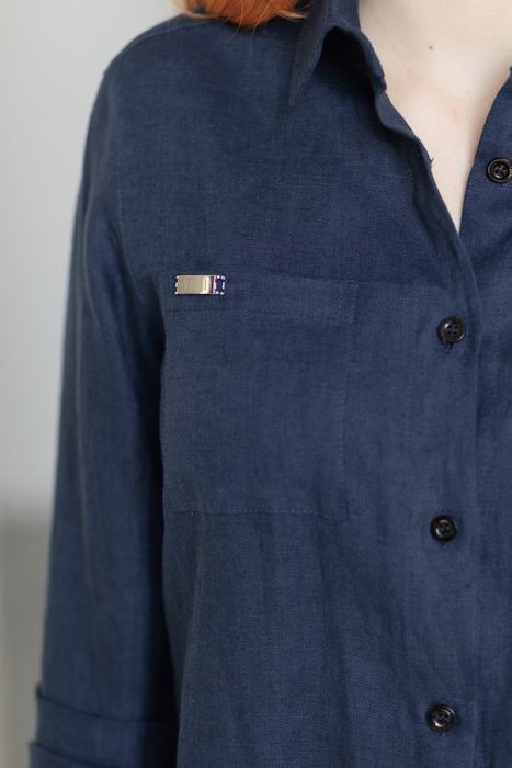 Evora linen shirt dark-blue 42