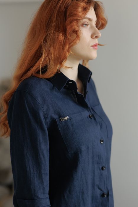 Evora linen shirt dark-blue 42