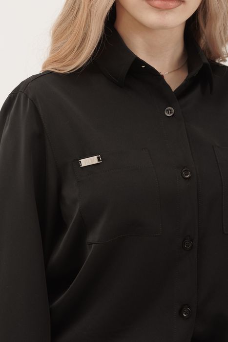 Evora satin shirt black 42