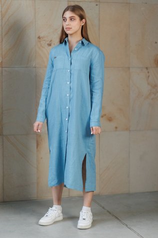 Leiria linen dress blue 42