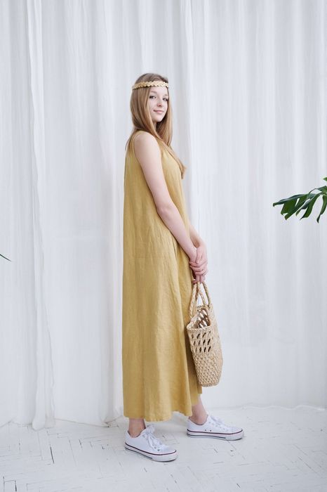 Novaro linen dress mustard 42