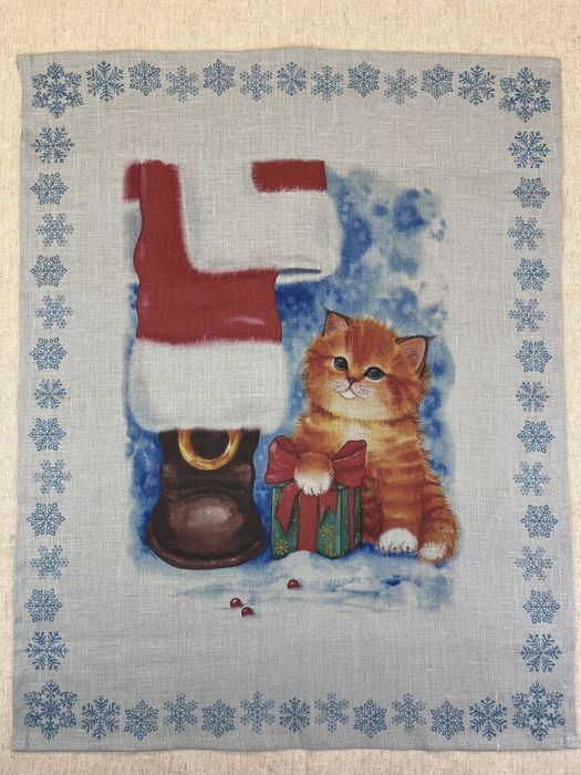Kitchen towel set Christmas cats 1 gray-blue