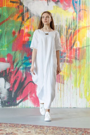 Houston linen dress white 42