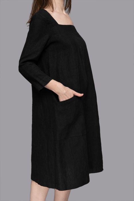 Fontana linen dress black 42