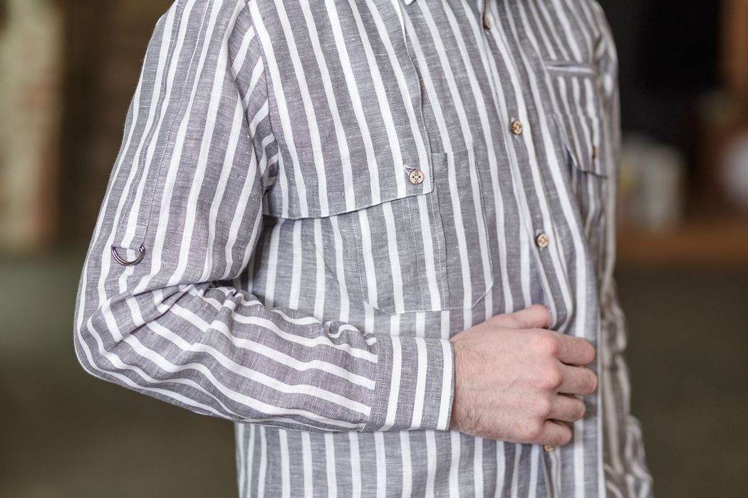 Bristol linen shirt gray stripped 52