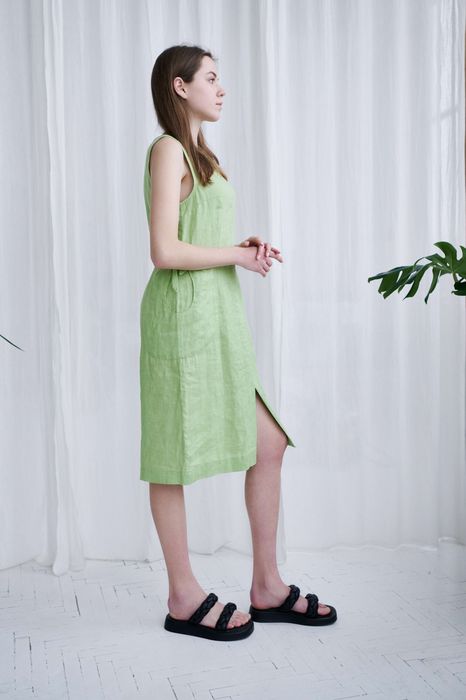 Livorno linen dress light green 42