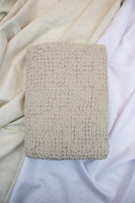 Waffle linen bath towel cappuccino 180x100