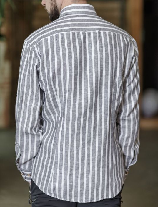 Bristol linen shirt gray stripped 52