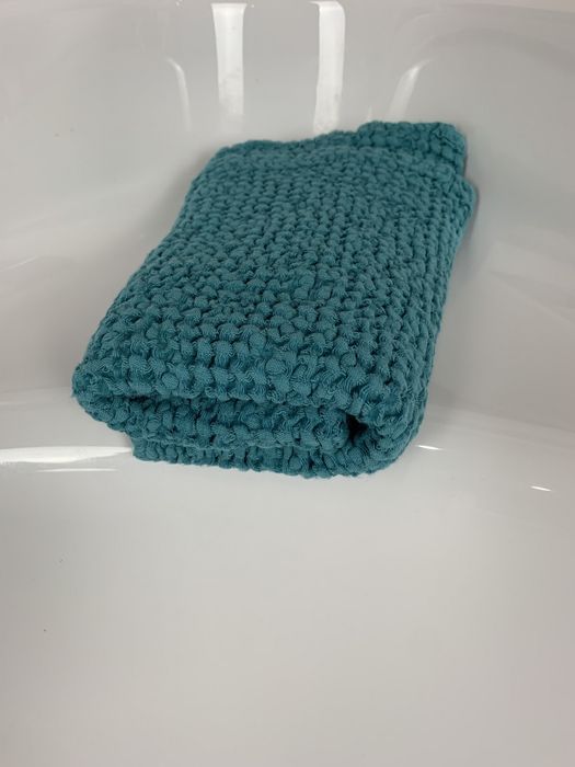 Waffle linen bath towel turquoise 50x70