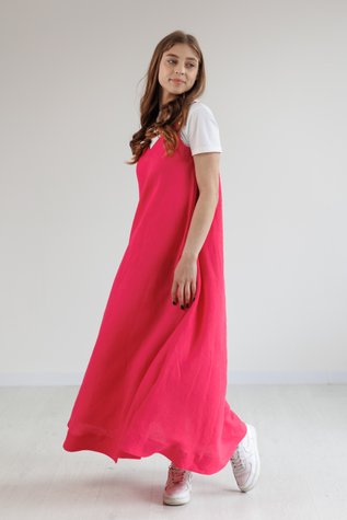 Greensboro linen dress fuchsia 42