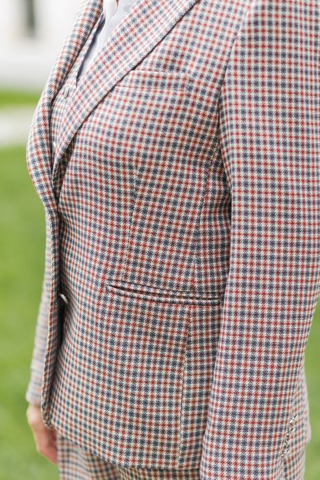 Barcelona wool blazer burgundy-blue checkered 52
