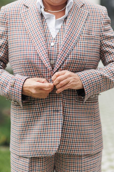 Barcelona wool blazer burgundy-blue checkered 52