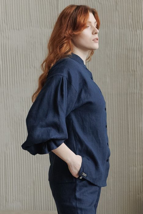 Queenstown linen blouse dark-blue 42