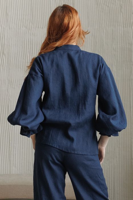 Queenstown linen blouse dark-blue 42