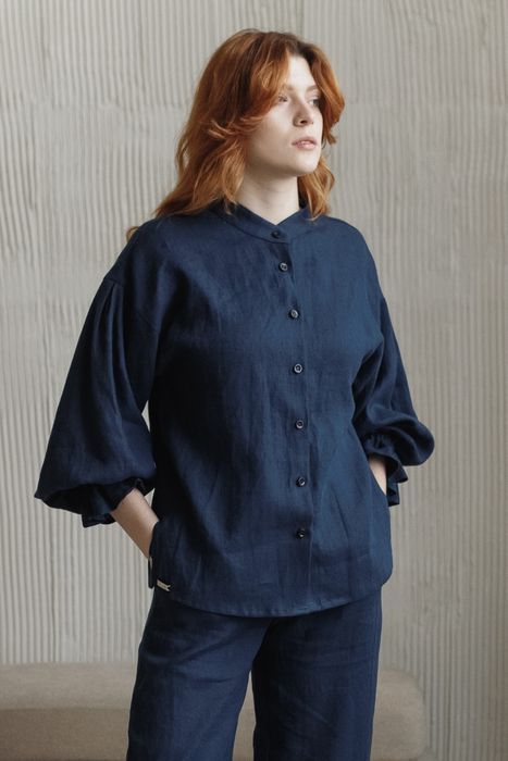 Queenstown linen blouse dark-blue 42
