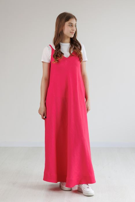 Greensboro linen dress fuchsia 42