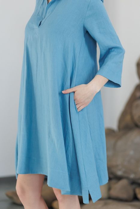 La-Rochelle linen dress blue 42