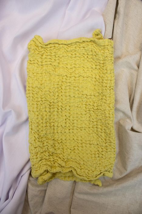 Waffle linen bath towel mustard yellow 50x90