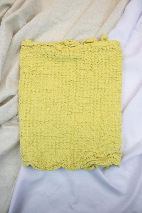 Waffle linen bath towel mustard yellow 50x90