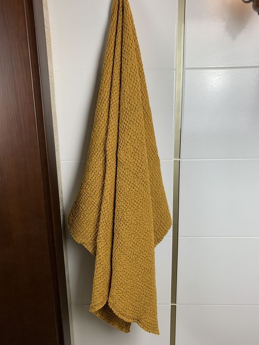 Рушник лляний вафельний гірчичний 120x75